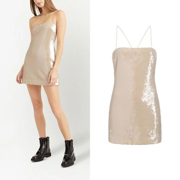 Cinq à Sept Lauri Sequined Lace Up Back Mini Dress - Picture 1 of 11